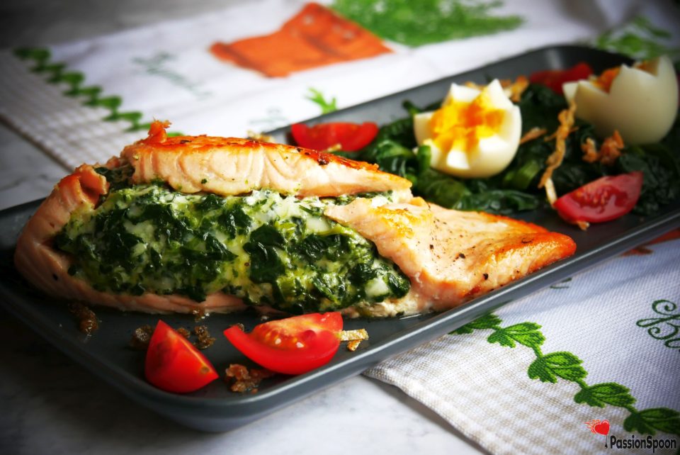 Creamy Spinach Stuffed Salmon; Healthy, Low-carb - PassionSpoon Recipes