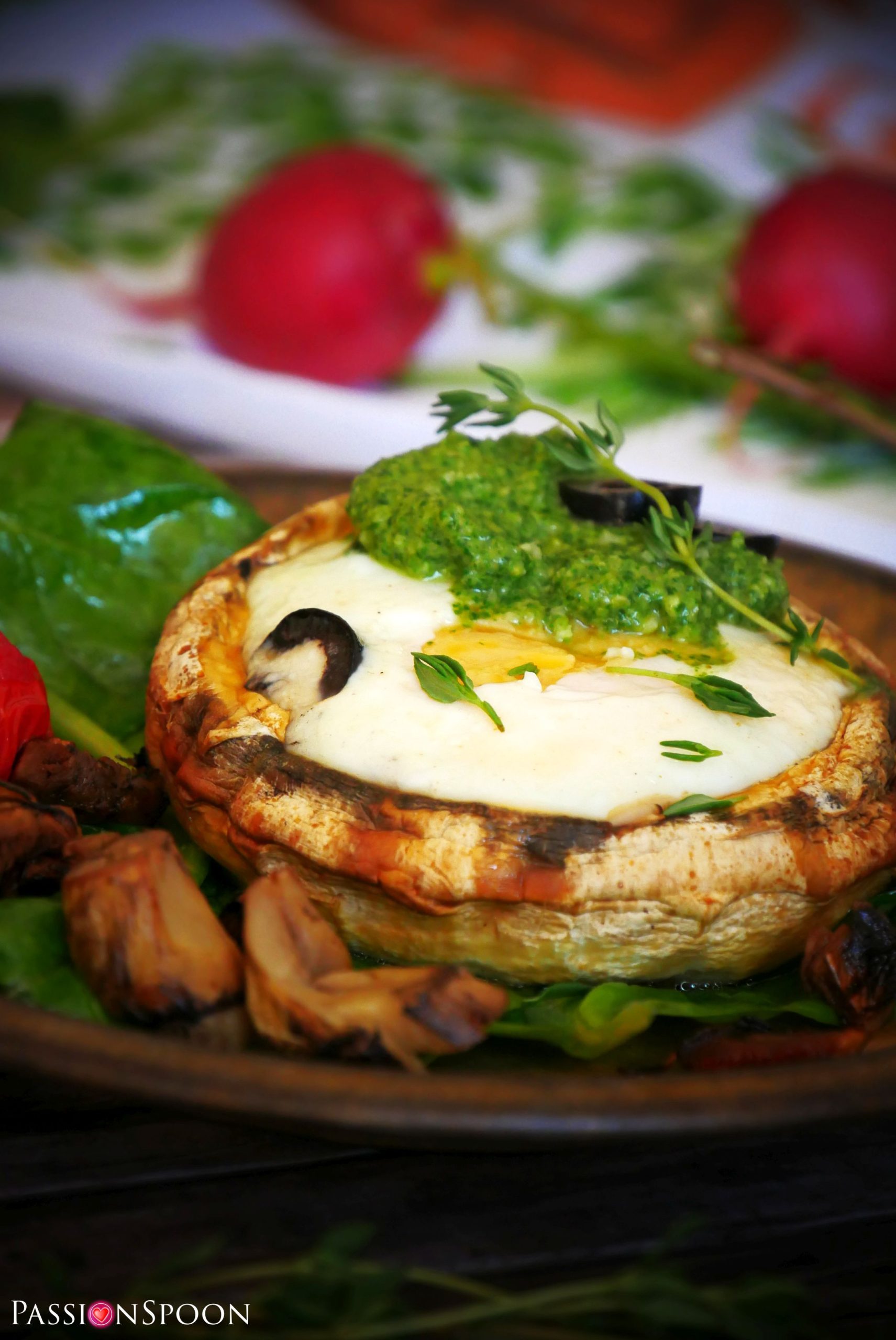 Egg stuffed portobello mushroom; protein rich meal - PassionSpoon