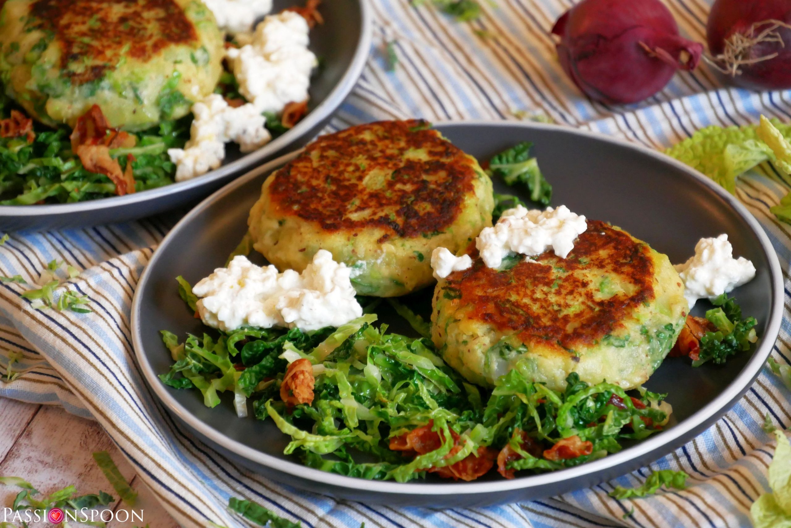 Pan-fried cabbage potato cakes - PassionSpoon